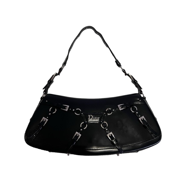 Dior Handbags - Vintage Dior Black leather bondage shoulder bag